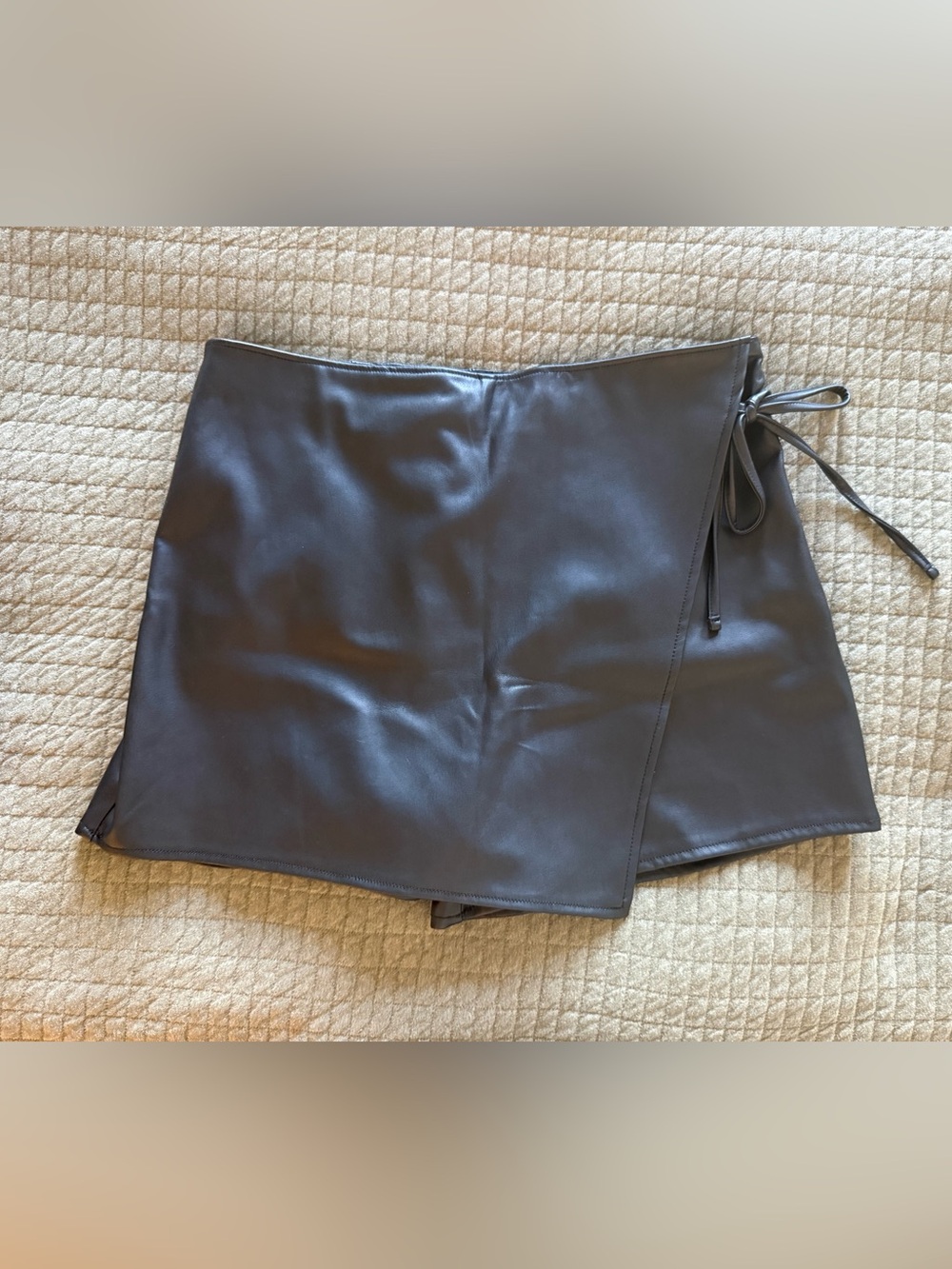 Abercrombie & Fitch Black Faux Leather Wrap Skort